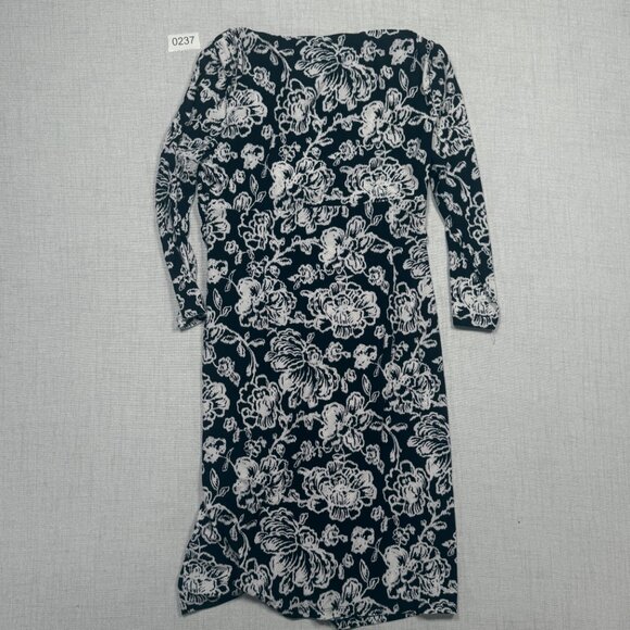 Lauren Ralph Lauren Dress Floral Print Cowl Neck Light Navy Stretch Size 10 NWT - Picture 2 of 10
